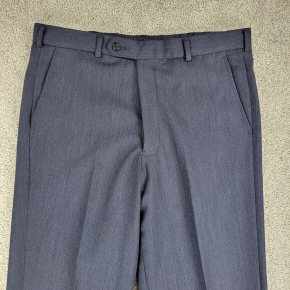 Vintage Burberrys Tuxedo Mens Blue Micro Herringbone Wool 3 Button Formal Suit - Picture 13 of 16